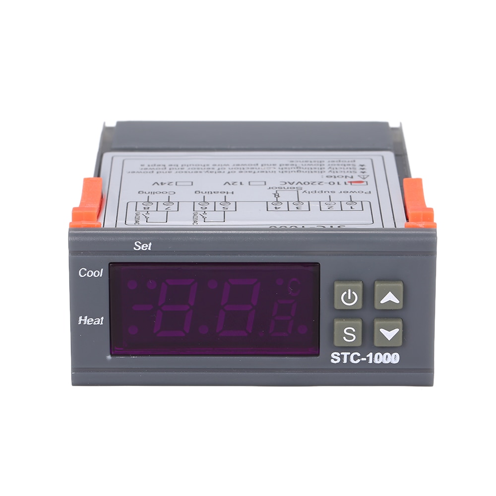 Temperature Controller 220V 12V Heating Cooling Centigrade Thermostat 2 Relays Output with Sensor Digital Temperature Controller