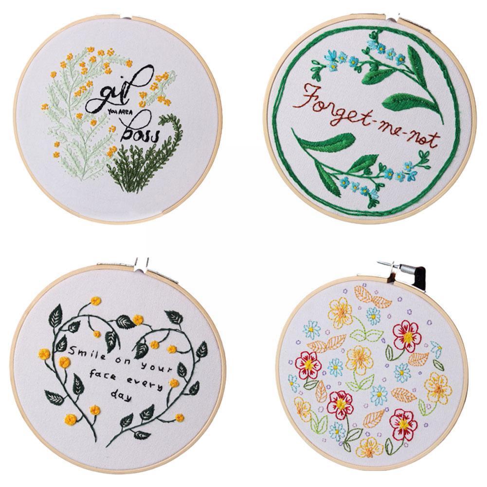 3D DIY Embroidery Materials Package Plant Heart Handcraft Embroidery Kits For Beginners Embroidery Frame Sewing Set J1P6