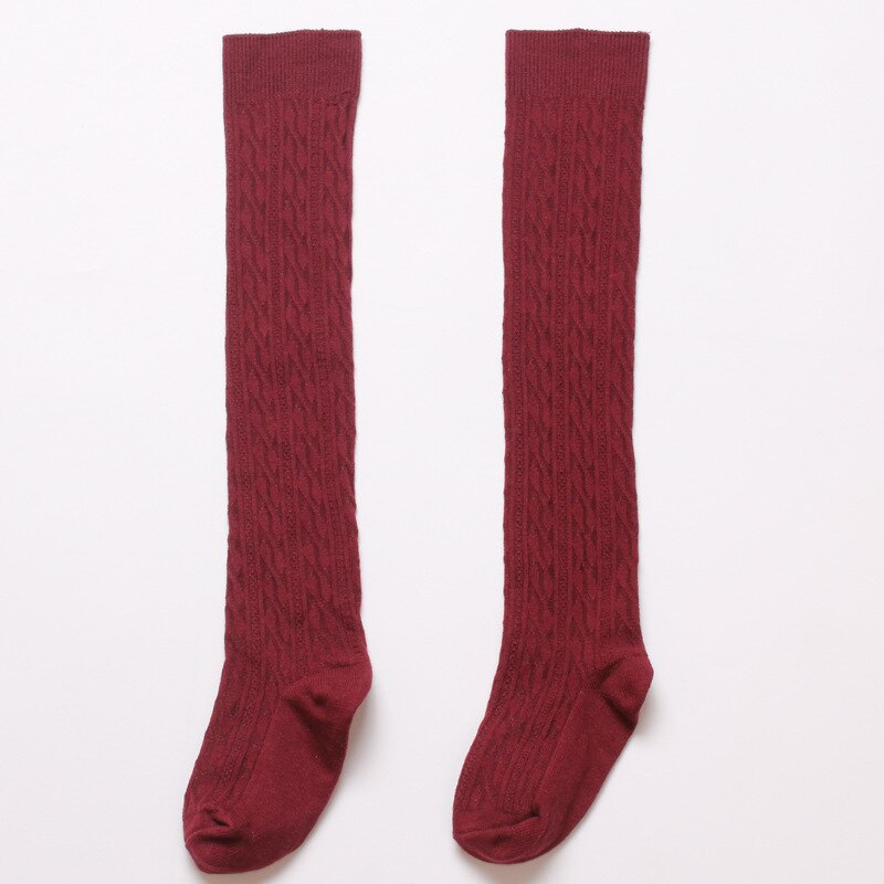 Calze per bambini in cotone pettinato calze sopra il ginocchio per bambini calze alte per studenti calze per bambini primavera autunno tinta unita: Wine red / Altri