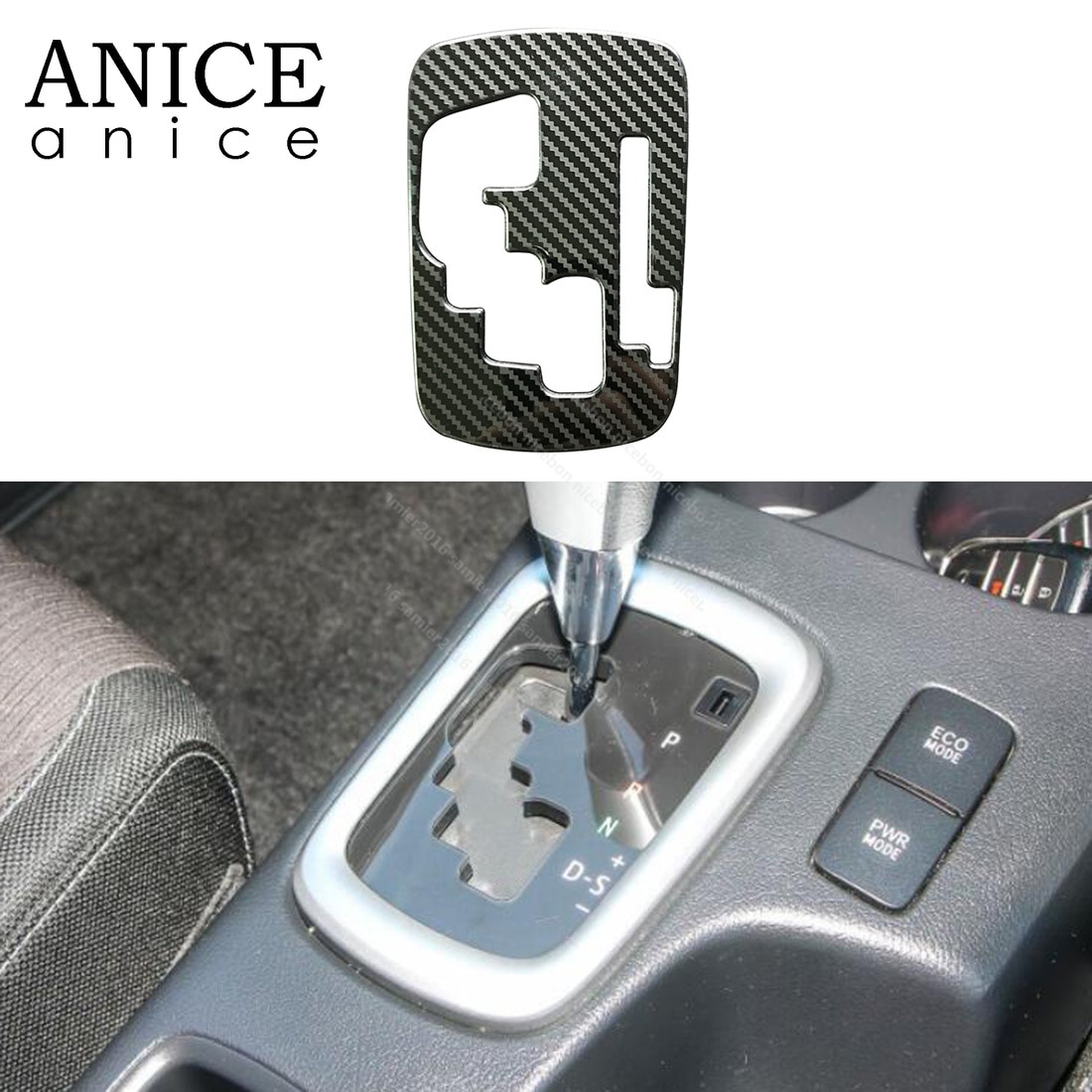 Carbon Fiber Color Steel Auto Gear Shift Panel Trim Fit for Toyota Hilux Revo Rocco RHD