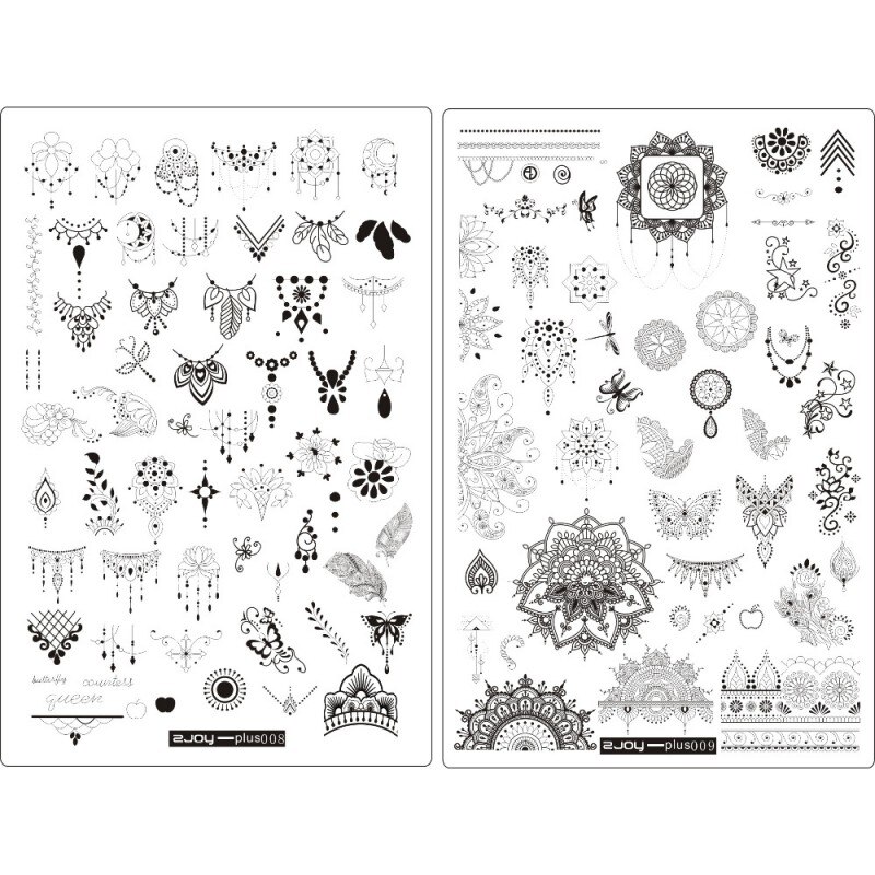 nueva serie ZJOY Plus Placa de estampado para manicura flor + de mariposa placas de uñas de estampado DIY plantillas placa 008 #