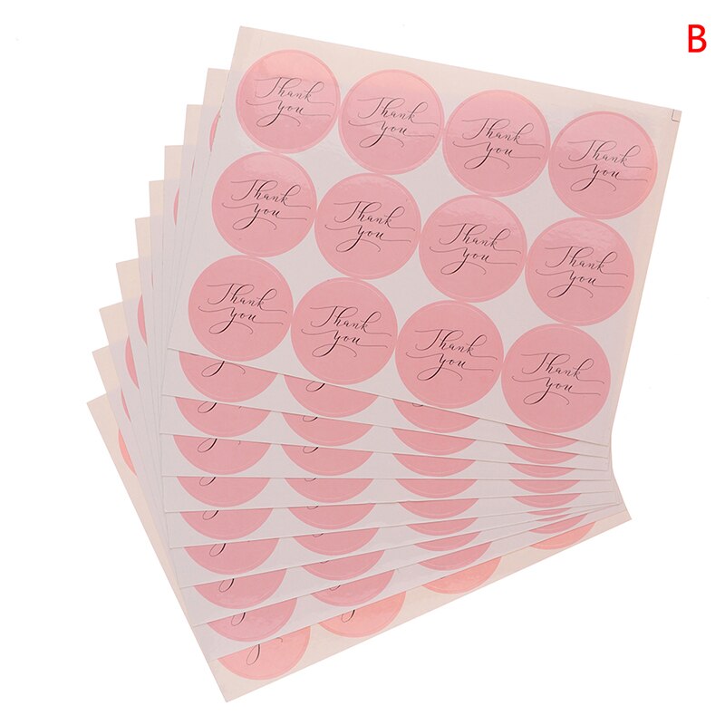10Sheets Beautiful Circle Pink Thank You Stickers Wedding Stickers for Baking Party Envelope Bottle Drink Seal Label Stickers: B