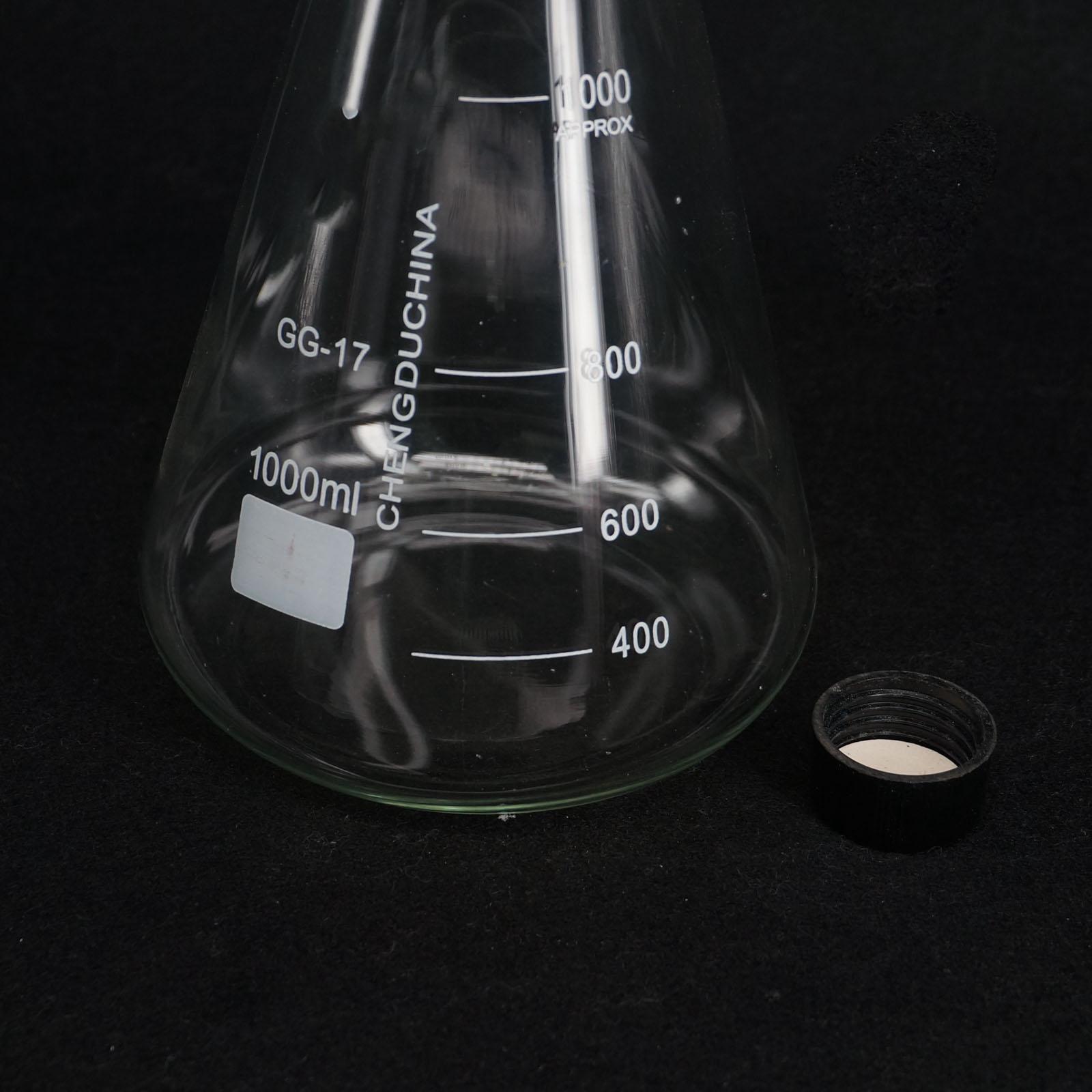 Borosilicon Glass 1000ml Conical Erlenmeyer Narrow Mouth Screw Cap Flask Lab Glassware