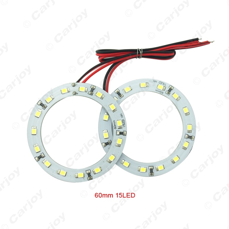 LEEWA 2 uds 60mm tipo Ojos de Ángel para coche 1210/3528 15SMD LED faro Halo anillo Ángel iluminación de ojos blanco rojo Azul # CA2667