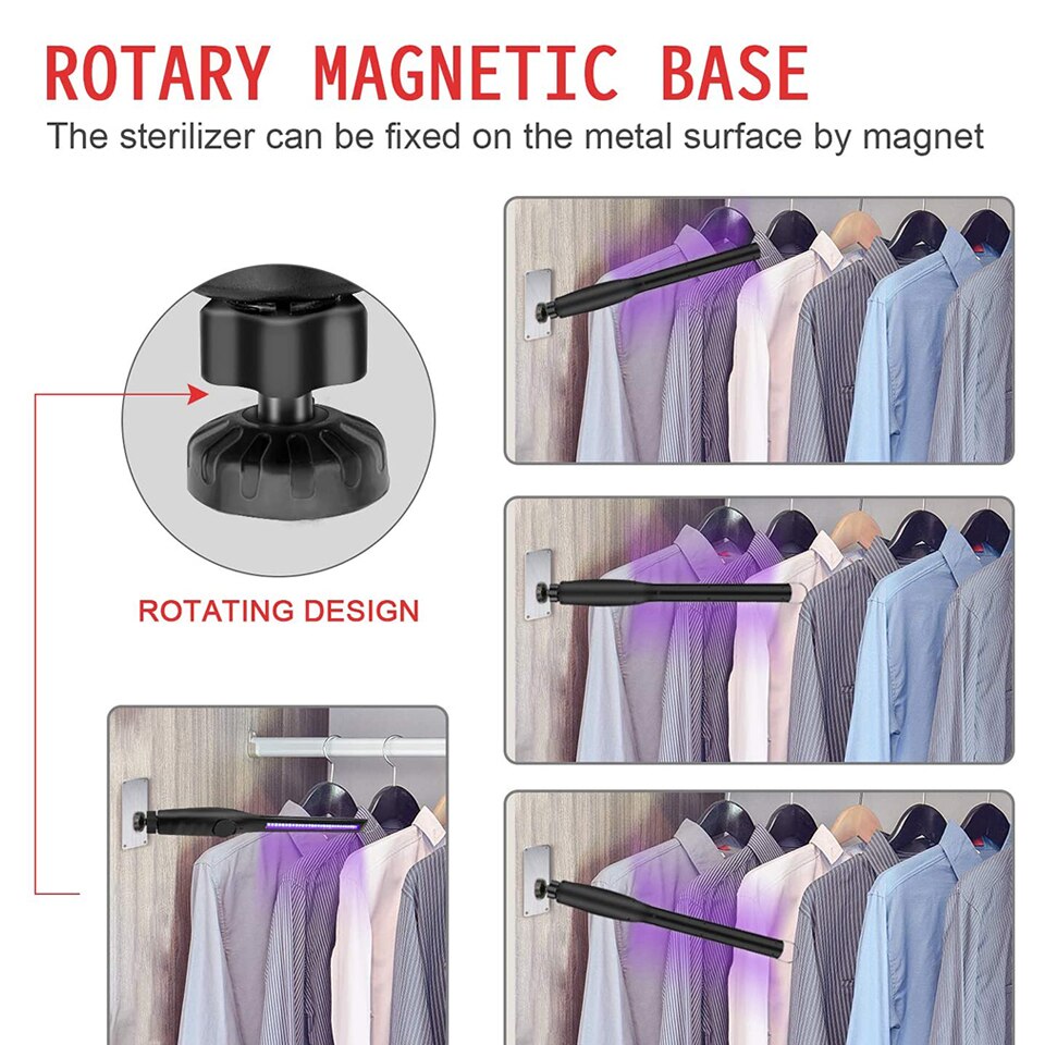 Portable Ultraviolet Lamp UV Sterilizer Light USB Rechargeable UVC Bactericidal Lamp Handheld Disinfection Germicidal Bulb 30LED