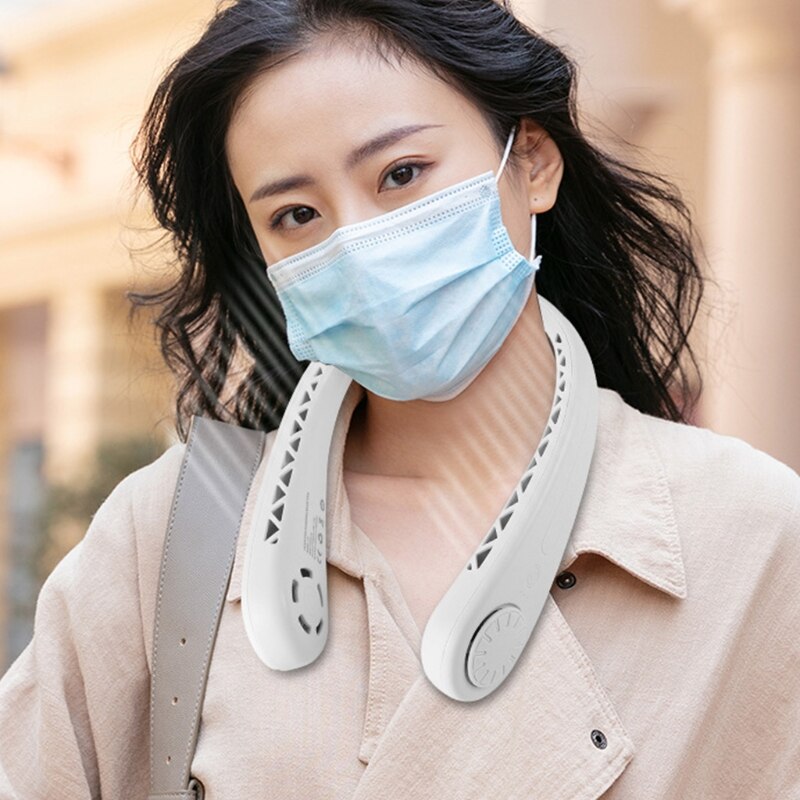 Mini Bladeless Fan Neck Fan USB Rechargeable Hanging Neck Around Wearable for Home Outdoor Fan Mute Sports