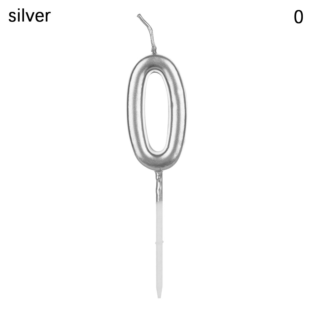 Rose Gold Happy Birthday Number Cake Candles 0 1 2 3 4 5 6 7 8 9 Cake Topper Kids Girls Boys Bar Baby Party Supplies Decoration: Silver 0
