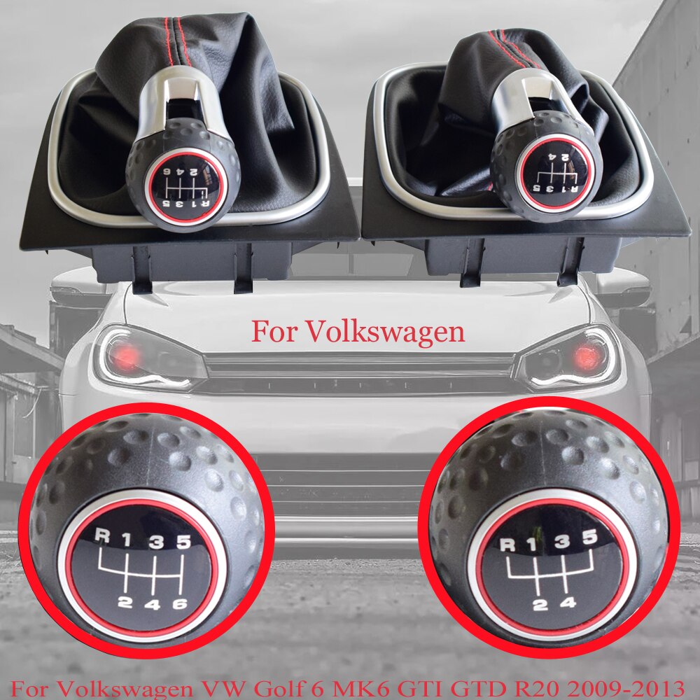 Manual 5/6 Speed Red Panel Voor Volkswagen Vw Golf 6 MK6 Gti Gtd R20 Pookknop shifter Met Lederen Boot Cover