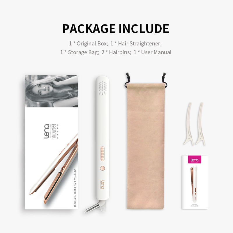 LENA 2 in 1 Hair Straightener Hair Curling Iron Negative Ion Curler Styling Tool Four-Gear Temperature Adjustment Portable Home