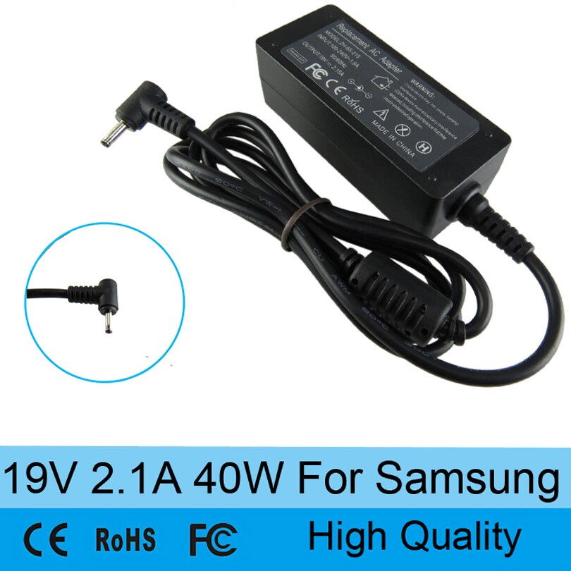 Caricabatterie adattatore di alimentazione ca per laptop 19V 2.1A 40W per Samsung NP305U1A NP530U3B NP535U3C NP535U4C NP540U3C NP900X1B 3.0 x1.1mm