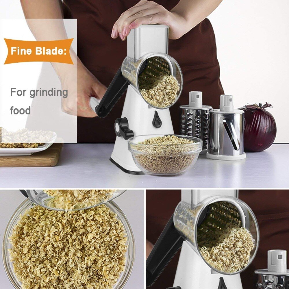 Premium 3 in 1 Multifunctional Rotary Mandoline Slicer, Vegetable Cutter slicer &amp; shredder, Veggie Spiralizer, Nut Shredder, Veg