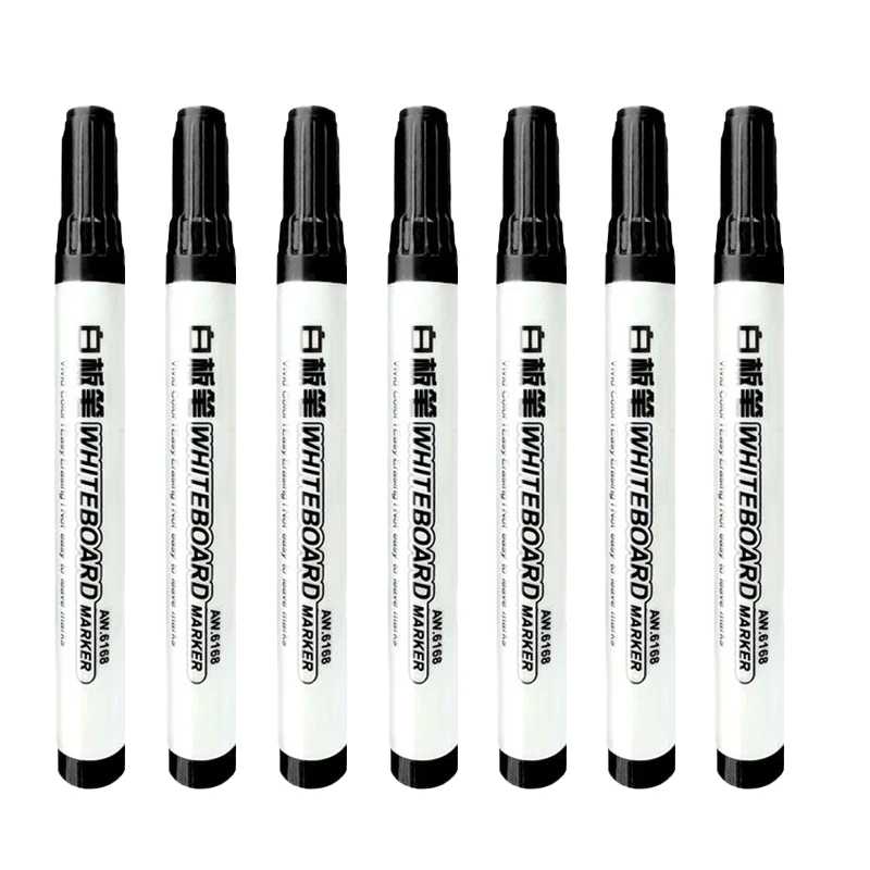 4/8 stuks zwarte uitwisbare whiteboard-pen, rood blauw af te vegen grote koppen, glazen notitiepen met grote capaciteit, whiteboard-markeerstift: Black