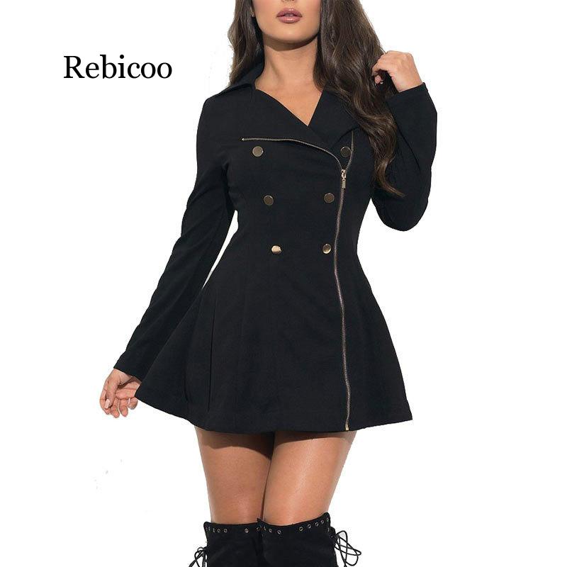Gabardina de estilo británico para Mujer, abrigos finos de manga larga, sobretodo Abrigo plisado con doble botonadura, primavera y otoño: S