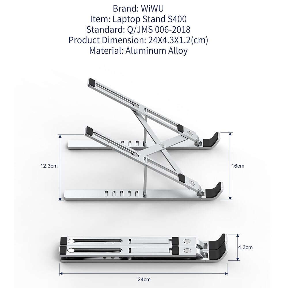 WIWU-Soporte de tableta ajustable para portátil, accesorio plegable de aleación de aluminio, para MacBook, 10-17 pulgadas