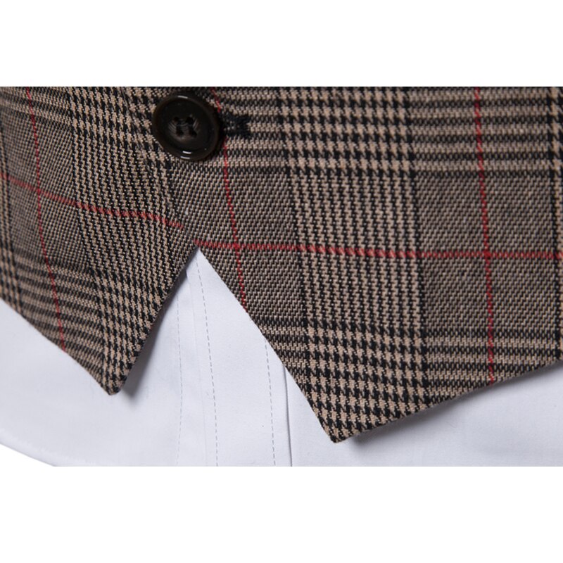 VISADA JAUNA Mens Stripe Plaid Formal Blazer Vests Casual Single Breasted V-neck S-3XL Male England Style Casual Vests