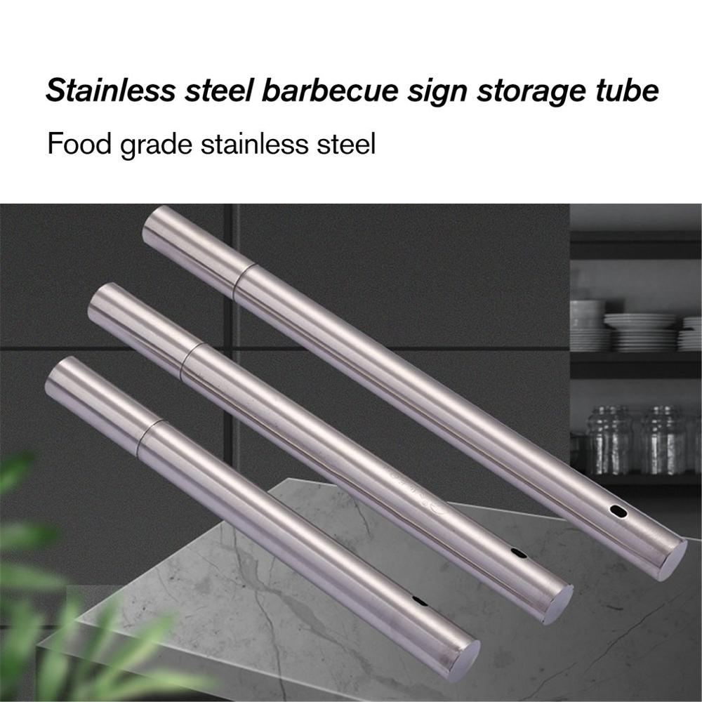Reusable Round Stainless Steel Barbecue Skewer Storage Box Bbq Needle Stick For Outdoor Camping Picnic Tools Cooking Tools