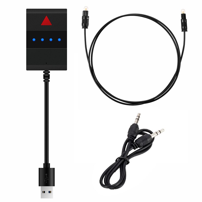 VAORLO 3-IN-1 Bluetooth Audio Transmitter USB 3.5MM AUX Optical Fiber SPDIF Stereo Music Wireless Adapter For TV PC PS4 XBOX BT: Without RCA Cable