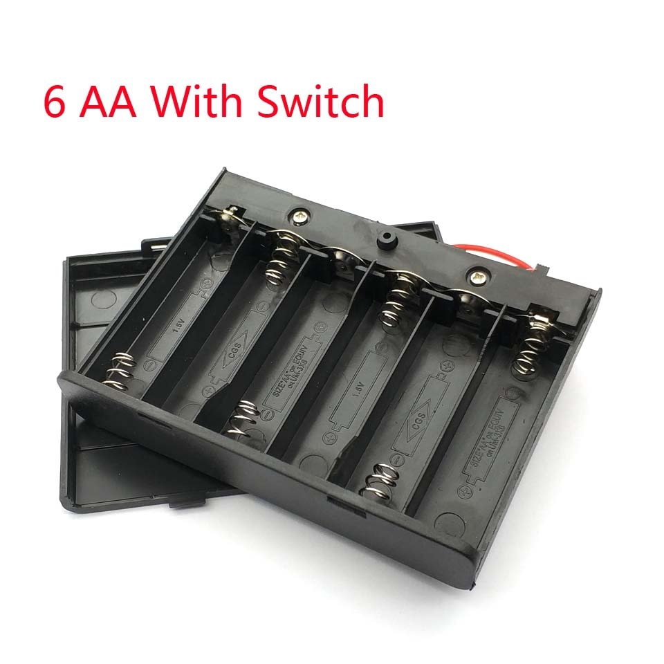 6 Aa Batterijen Houder Storage Case Plastic 1.5V Batterij Case Aan/Uit Schakelaar Met Cap Draad voor 6X1.5 V Aa Batterij