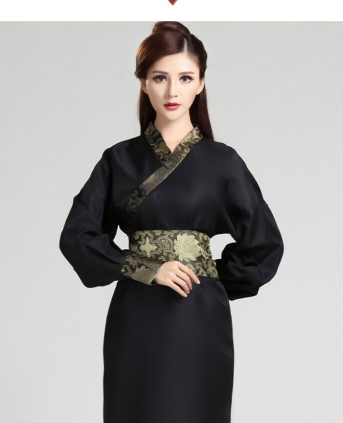 Klasycznego hanfu kostium kobiety tang męski tradycyjny chiński starożytny kostium kobieta kostiumy do tańca dla kobiet chiński folk do tańca: black / height 150cm-160cm