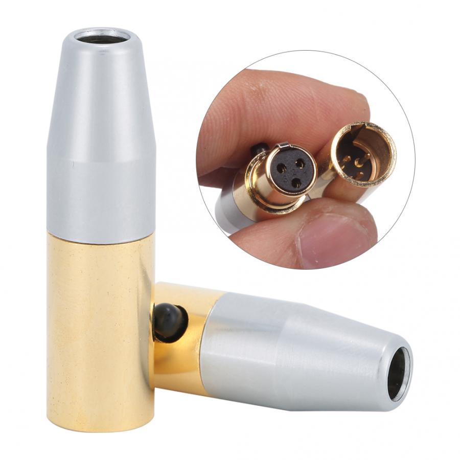 1 Pair Copper Plated Gold-Plated 3-Core MINI XLR Welding Connector DIY Soldering Head for Audio Cables