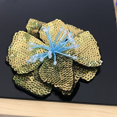 2 Stuks Bloem Pailletten Kralen Patch Applique Vintage Geborduurde Naaien Patch Accessoires Voor Kleding Mode Decoratie Patches: YELLOWE