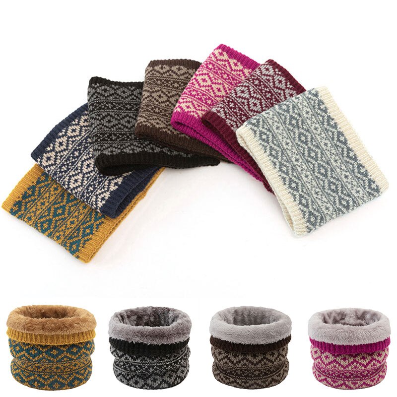 Vinter tykk strikket hals smekke halsvarmer ring skjerf utendørs skiklatring skjerf fløyels krage skjerf unisex twist ring skjerf