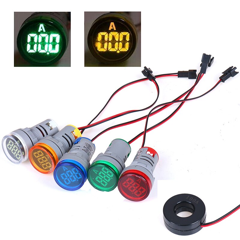 1pcs 220V AC 22mm Digital Ampermeter Monitor Current Indicator 0-100a Ammeter Tester