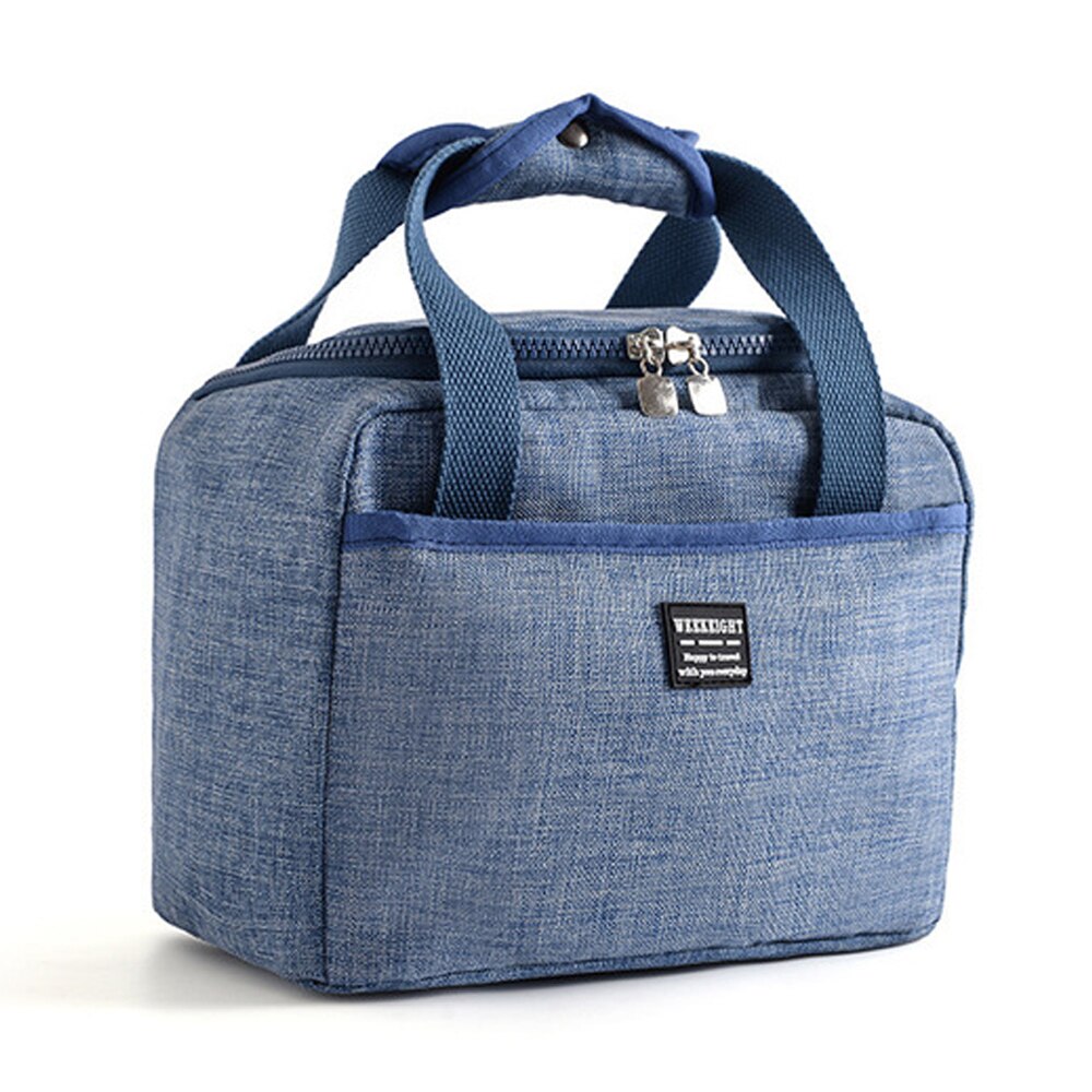 Bolsa de caja de almuerzo con aislamiento térmico portátil, bolso enfriador, bolsas de Picnic, contenedor de cena, bolsas de almacenamiento de comida escolar,: Blue