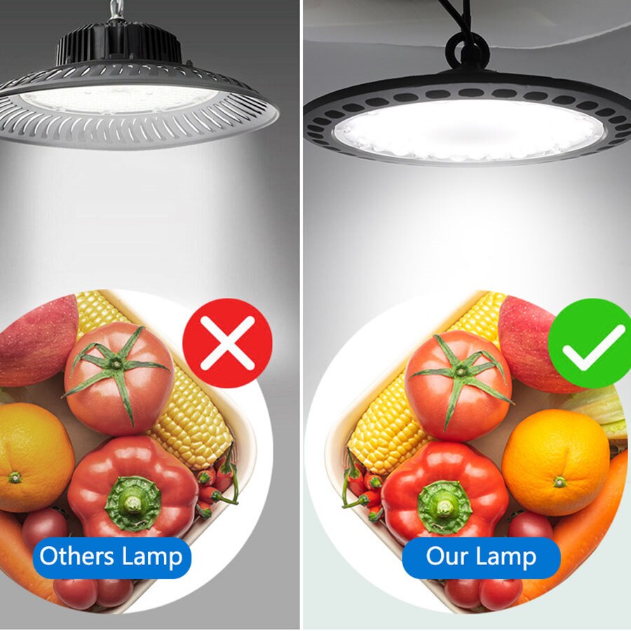 Lampe LED étanche pour grande hauteur 100/200W, éclairage très lumineux avec prise, idéal pour un Garage, une salle de sport, un atelier ou un entrepôt Commercial