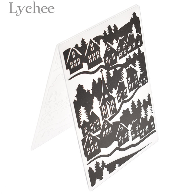 Lychee Leven Bladeren Dot Huis Gebogen Plastic Embossing Map Voor Scrapbooking Diy Album Plastic Sjabloon Stempel Kaart Maken: 5