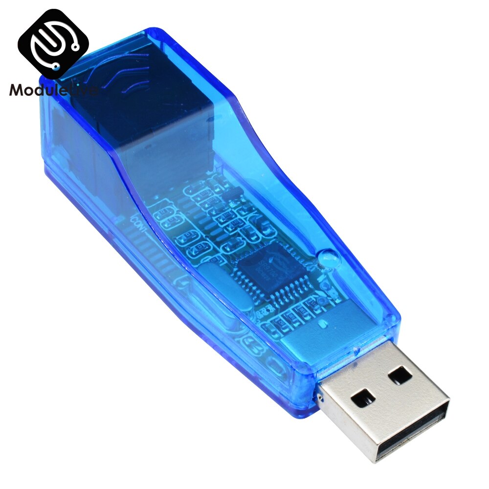 Adaptador de tarjeta de red USB 2,0 a LAN RJ45 Ethernet 10/100Mbps para Win7 para Win8 para Android Tablet PC azul