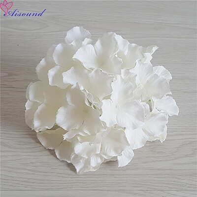 10 Stuks 20Cm Grote Zijden Hortensia Bloem Stem Bloemen Tak Voor Bruiloft Decoratie Diy Bloemen Muur Levert: Beige white