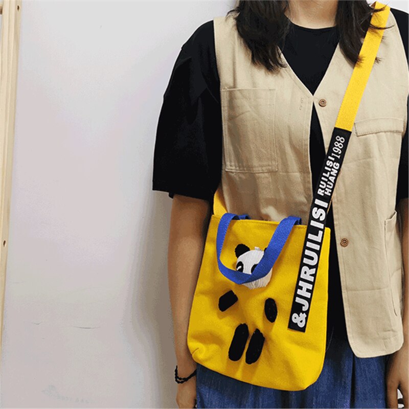 Straat Foto Leuke Panda Messenger Bag Meisje Kleine Verse Canvas Tas Vrouwelijke Student Zak Vrouwelijke Zak