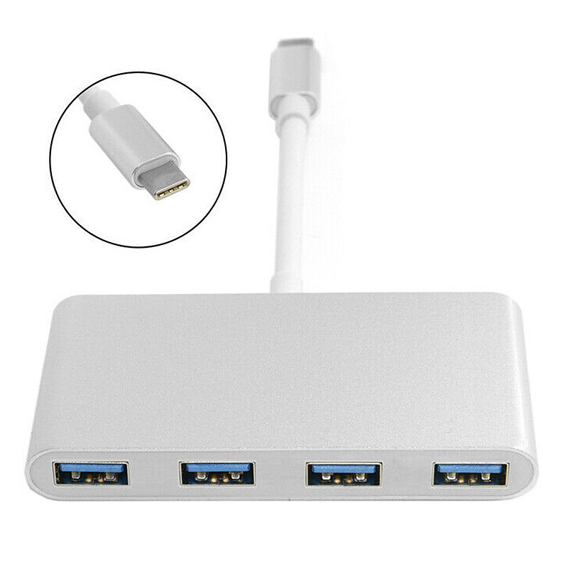 Thunderbolt usb 3.1 type-c naar usb 3.0 4- poorts hubadapter usb-c aluminium