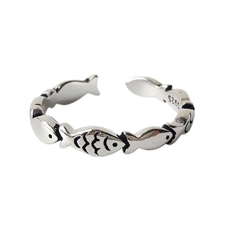 Röd koi fisk ring dam vintage smycken för kvinnor silver färg tur ringar klassisk konst utsökt lyx dam smycken: A1