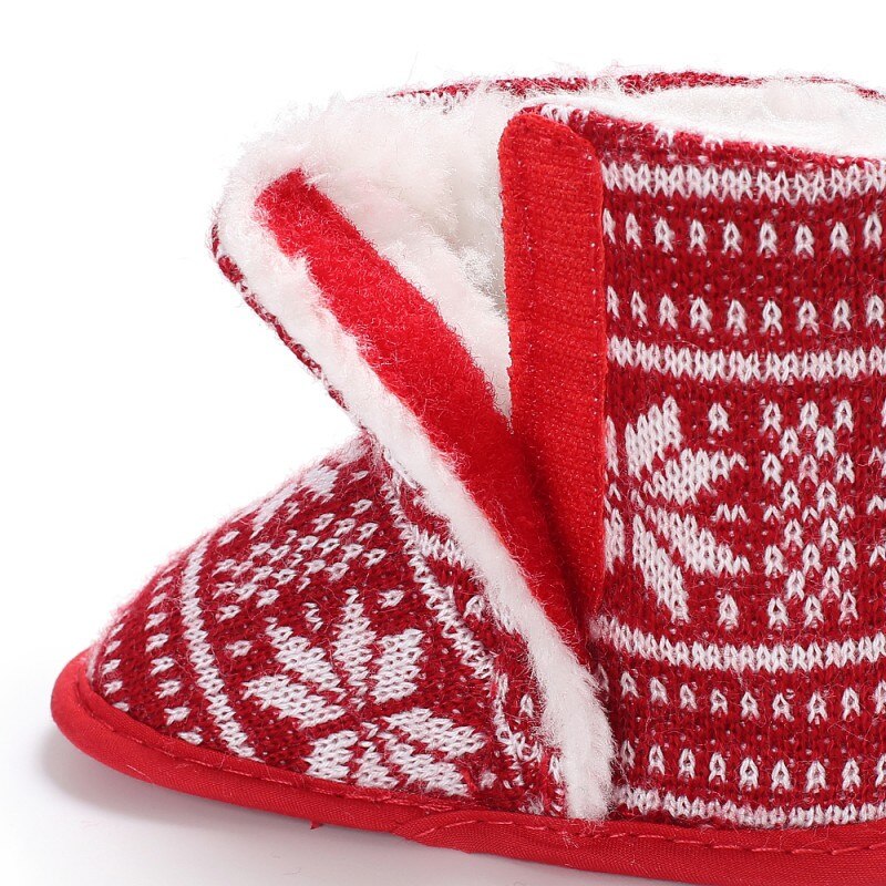 Varm vinter baby snø støvler første rullator pluss kashmir rød lønn baby støvler prewalker jule småbarn sko