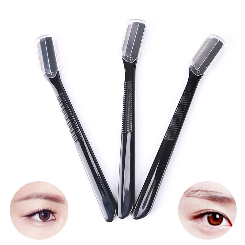 3 pièces/ensemble maquillage rasoir couteau noir Mini sourcil tondeuse sûr rasage rasoirs petite taille lame femmes soins du visage outil d'épilation