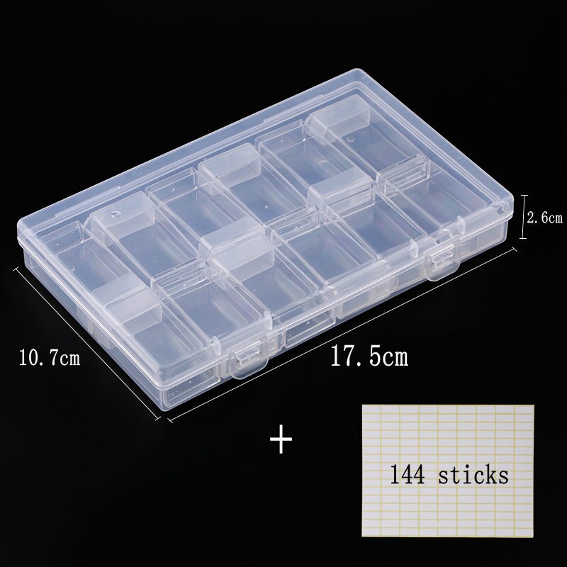 Plastic Container Storage Box Diamond Painting Accessories with Bottles Diamant Painting Box Holder jewelry rectangle Box Case: 12 pieces