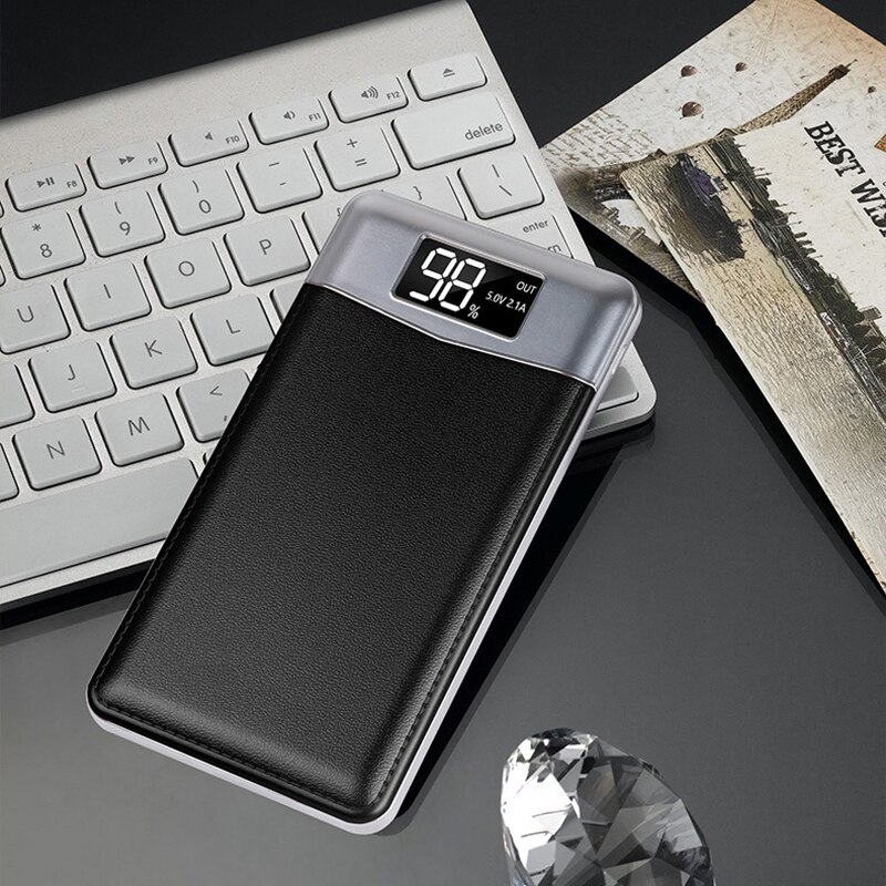 20000mAH batteria esterna portatile potenza Banca Poverbank Schermo a portato caricabatterie per telefono doppio USB Pover Banca per accorto Telefono Powebank: nero