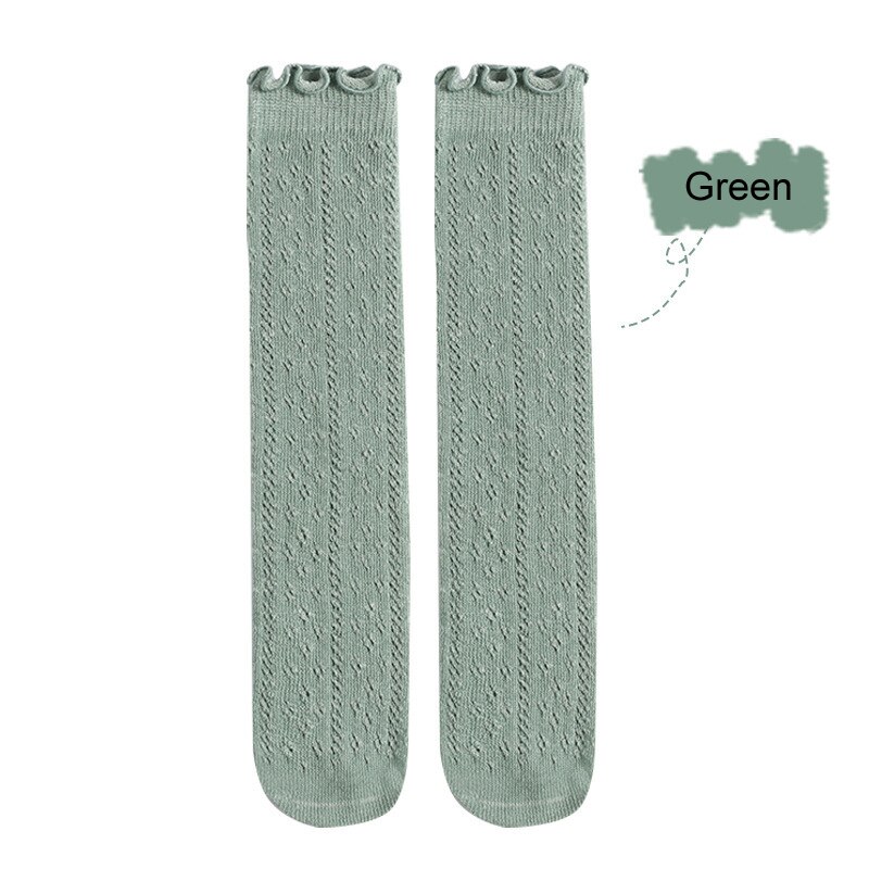 Todas as idades crianças menina verão malha fina redes transferência mosquito prova sobre-a panturrilha meias de algodão tuble: Verde exército