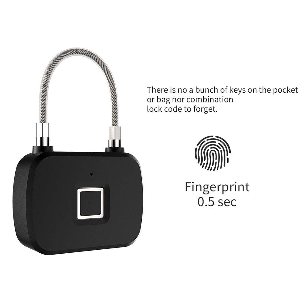 Anytek L13 Smart Fingerprint Padlock Replaceable Button Cell Operated Keyless Smart fingerprint lock for Door Bag Luggage Case