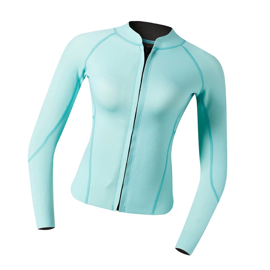 Premium 2mm Neoprene Women Wetsuit Front Zipper For Scuba Diving Swimming Top Cyan Wetsuits for Diving