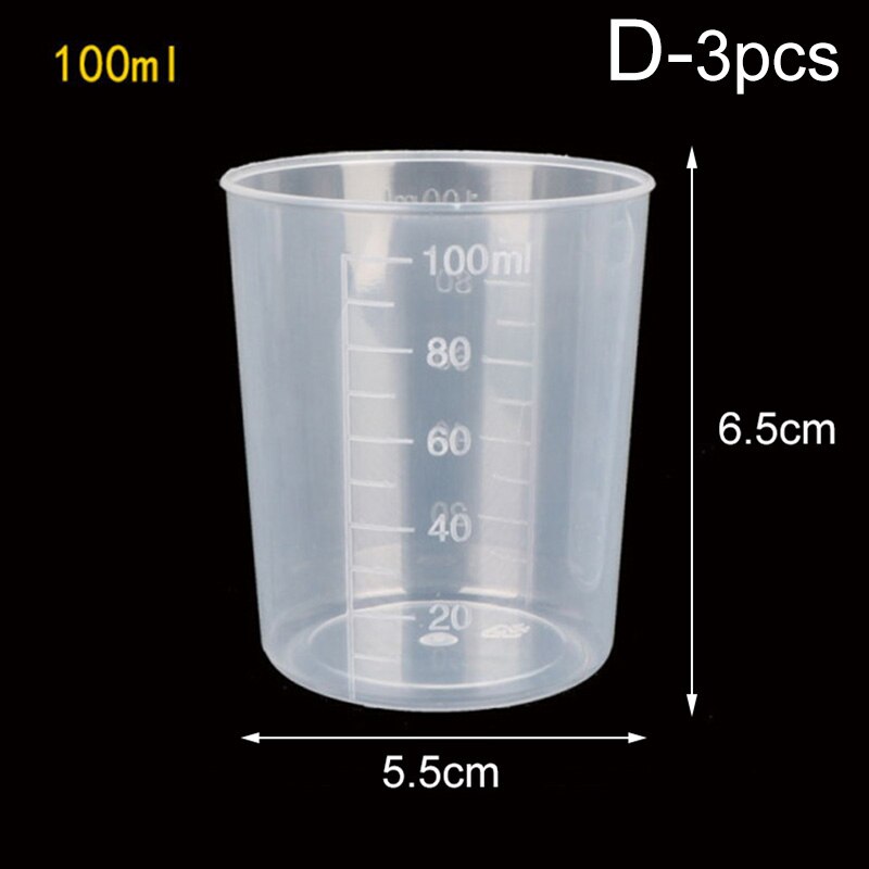20ml/30ml/50ml/300ml/500ml/1000ml Clear Plastic Graduated Measuring Cup for Baking Beaker Liquid Measure Jug Cup Container: D-3pcs