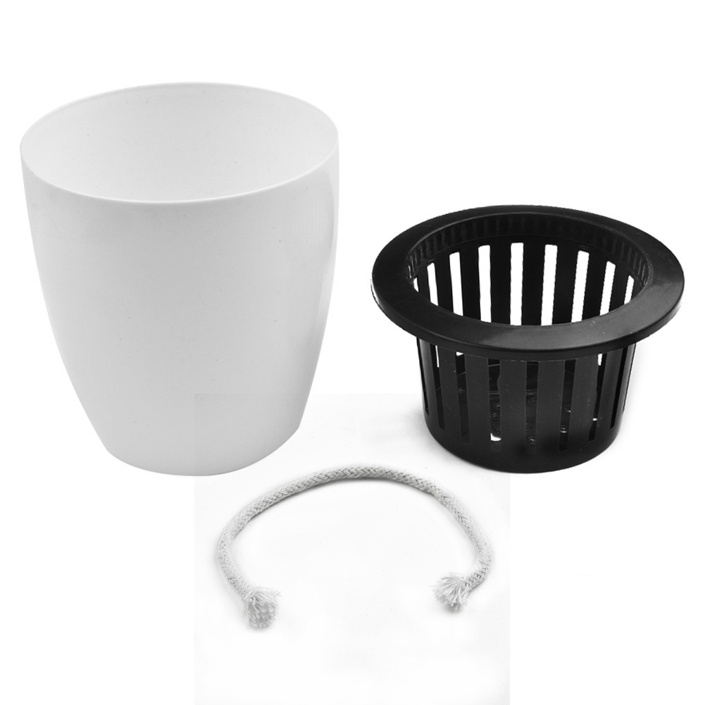 6 Size Lazy Flower Pot Outer And Inner Pot Imitation Porcelain Series Garden Plastic Self Watering Flowerpot With Cotton Rope