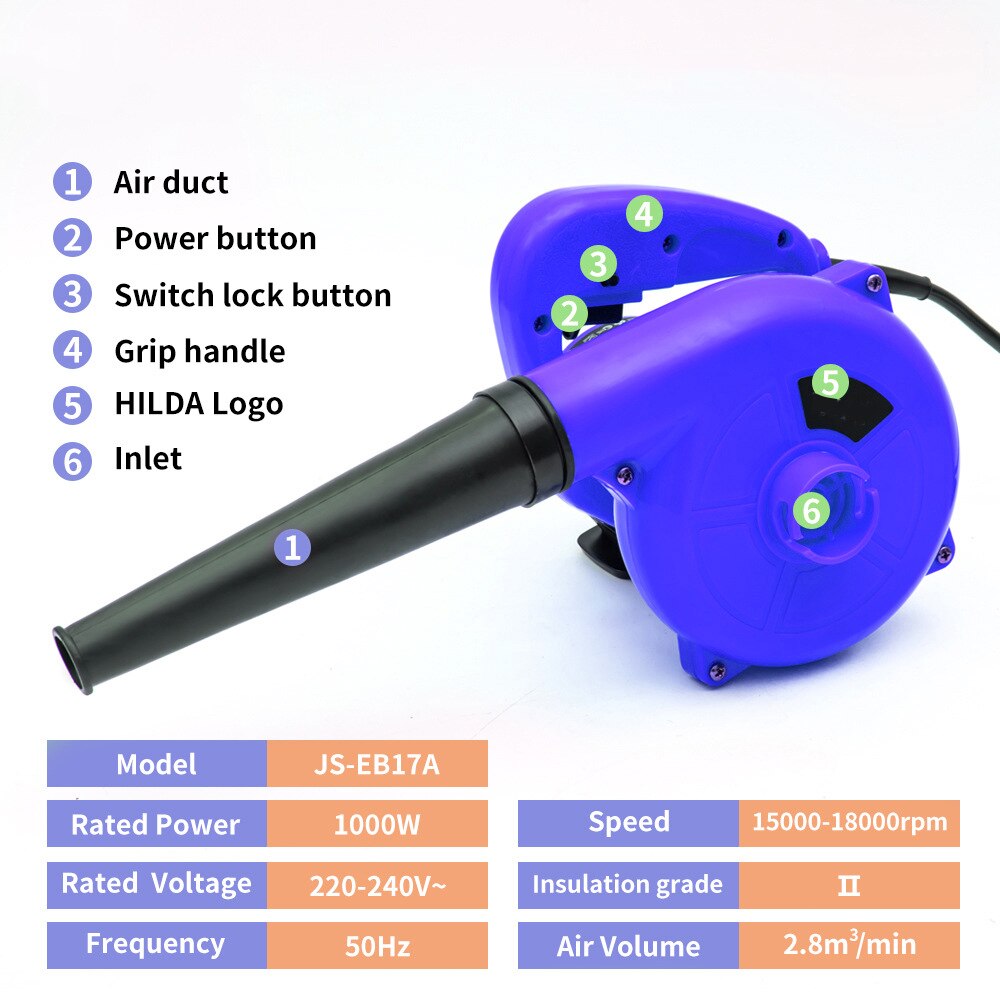 Soplador de aire eléctrico, limpiador de ordenador, 1000W