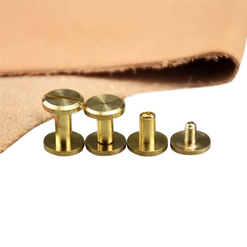 10 PC Messing Dubbele Vliegtuig Knop Stud Schroef Nagel Klinknagel Schroef Terug Lederen Riem voor Naaien Handgemaakte DIY Accessoires materiaal