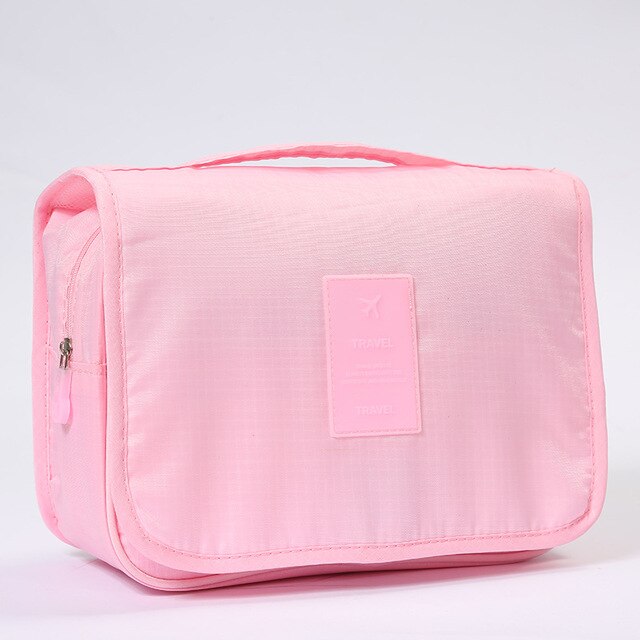 Bolsa de cosméticos Portátil Bolsa de cosméticos de belleza de viaje colgante impermeable bolso de almacenamiento personal grande bolso de higiene: Pink