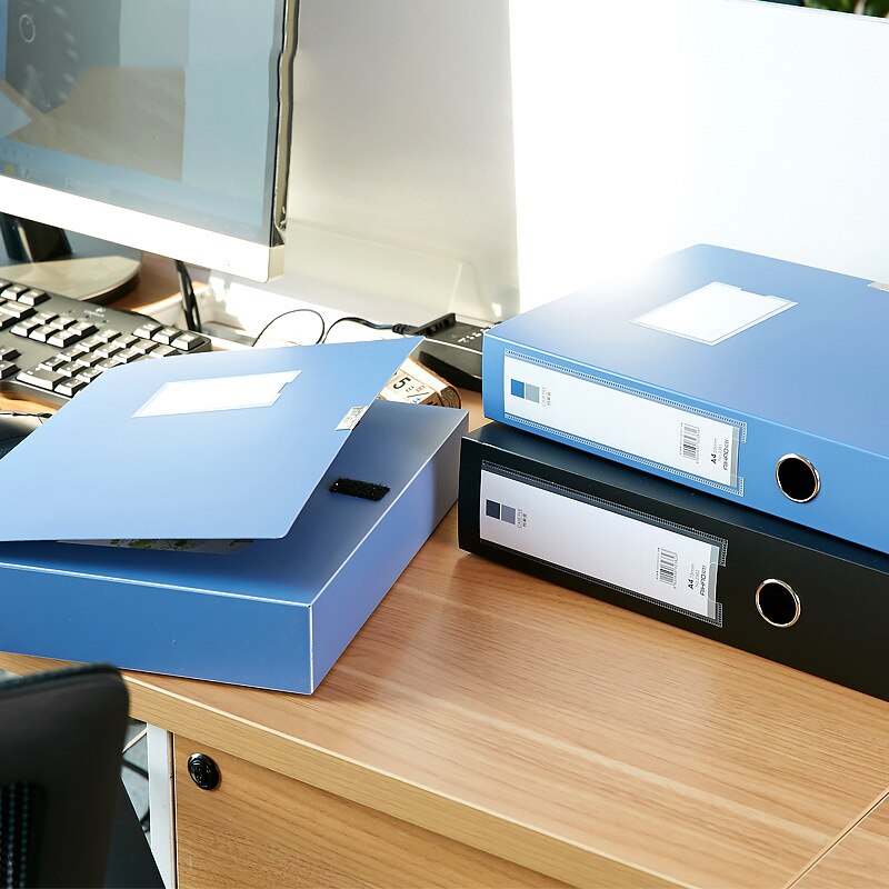 1 Stuk Blauw A4 Document Bestand Doos PP Document Vullen Papier Case Opbergdoos School Kantoorbenodigdheden Filing Producten