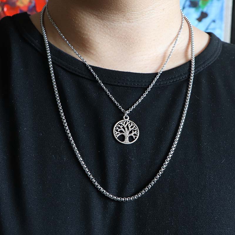 Girocollo del bambino delle donne dei monili della collana del pendente chiave dell'ancora dell'albero di lusso della catena dell'acciaio inossidabile di stile popolare per il partito dell'amica femminile