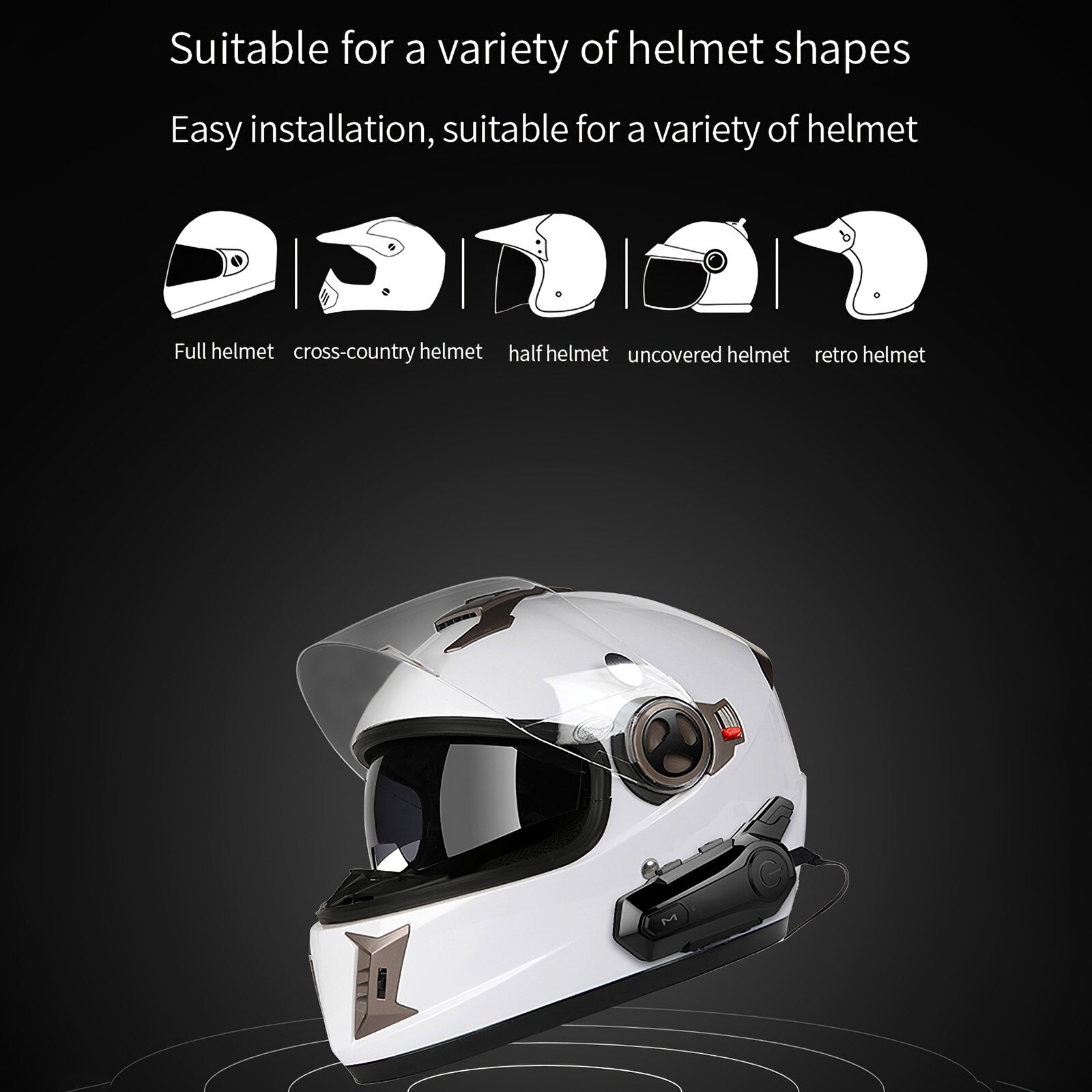 Motor Bike Earphone Microphone Built-In 3.7V 800mAh Battery Bluetooth 4.2 Helmet Headphone Bluetooth Motorcycle Headset Intercom